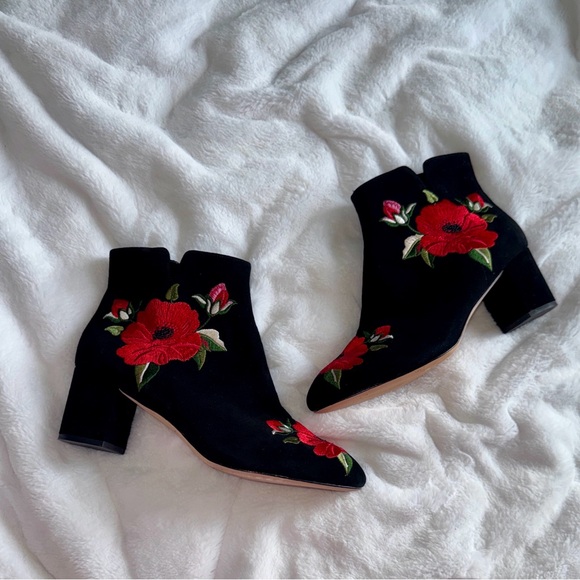 ✨ Kate Spade New York Langton Suede Embroidered Booties 9.5 ✨ - Picture 2 of 8